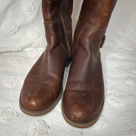 Timberland Brown Leather Knee High Riding Boots Women’s 9 Side Zip Round Toe - Picture 4 of 8
